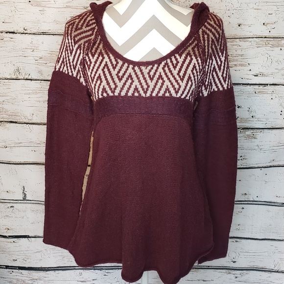 Free People Sweaters - Free People Sweater with Hood Maroon Small
